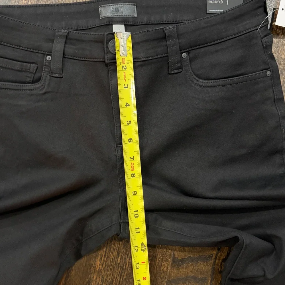Kut‎ from the Kloth Stevie Pants Womens 12 Black Straight Leg Stretch Denim